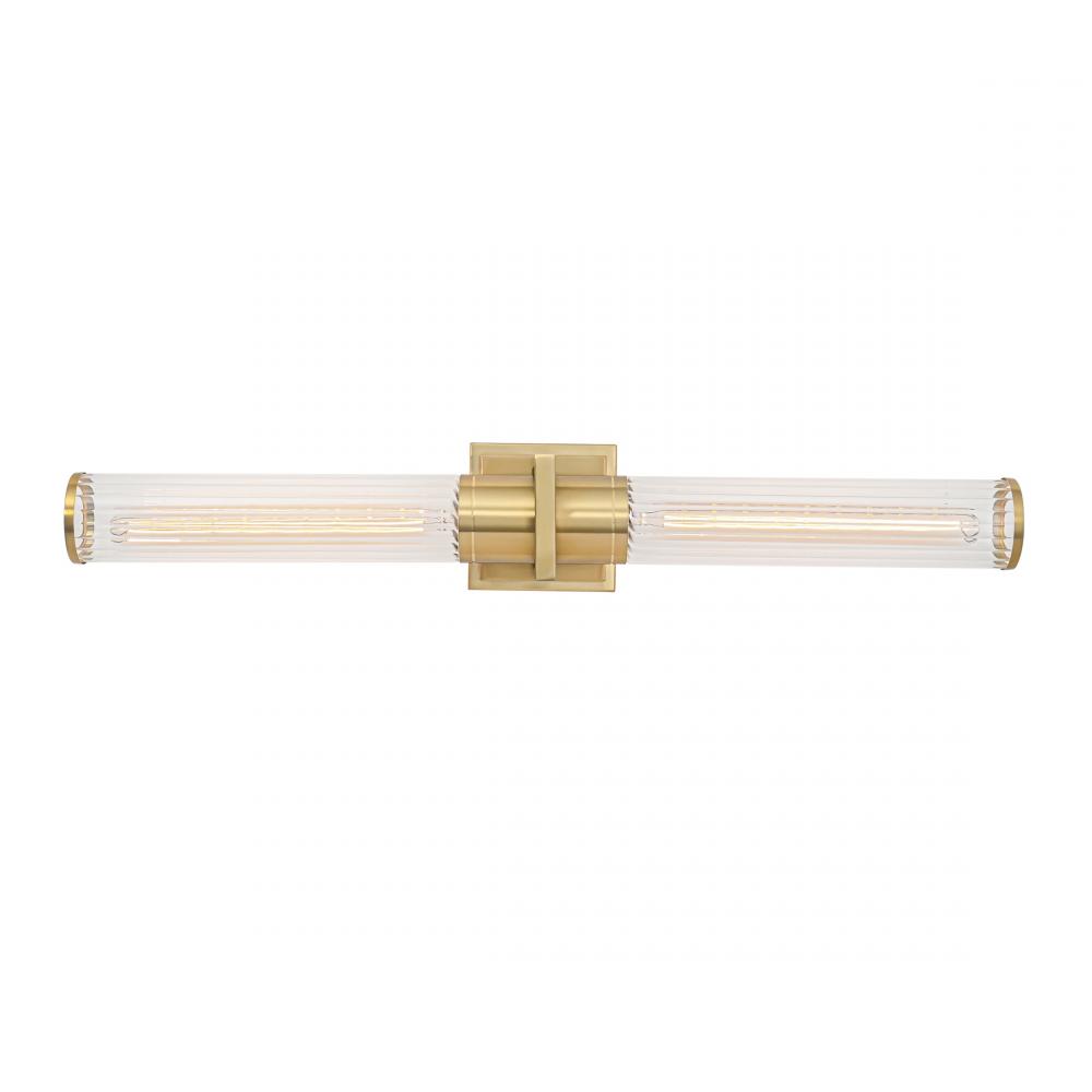 Positano-2-Light Bathroom Vanity Light-Clear Glass/Satin Brass