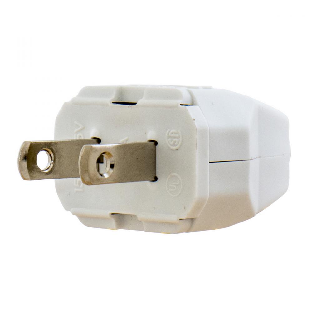 PLUG, 1-15P, 15A 125V, 2W, ZIPCORD, WH