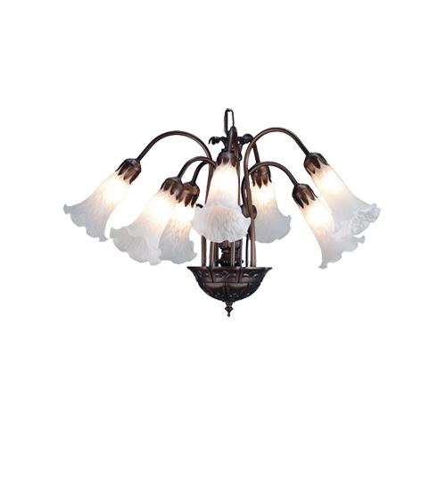 24" Wide White Tiffany Pond Lily 7 LT Chandelier