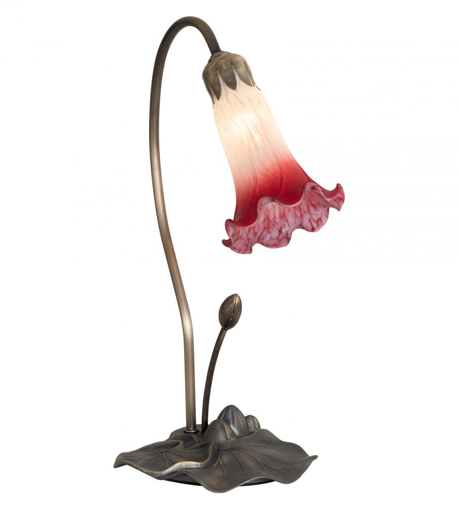 16" High Pink/White Tiffany Pond Lily Accent Lamp