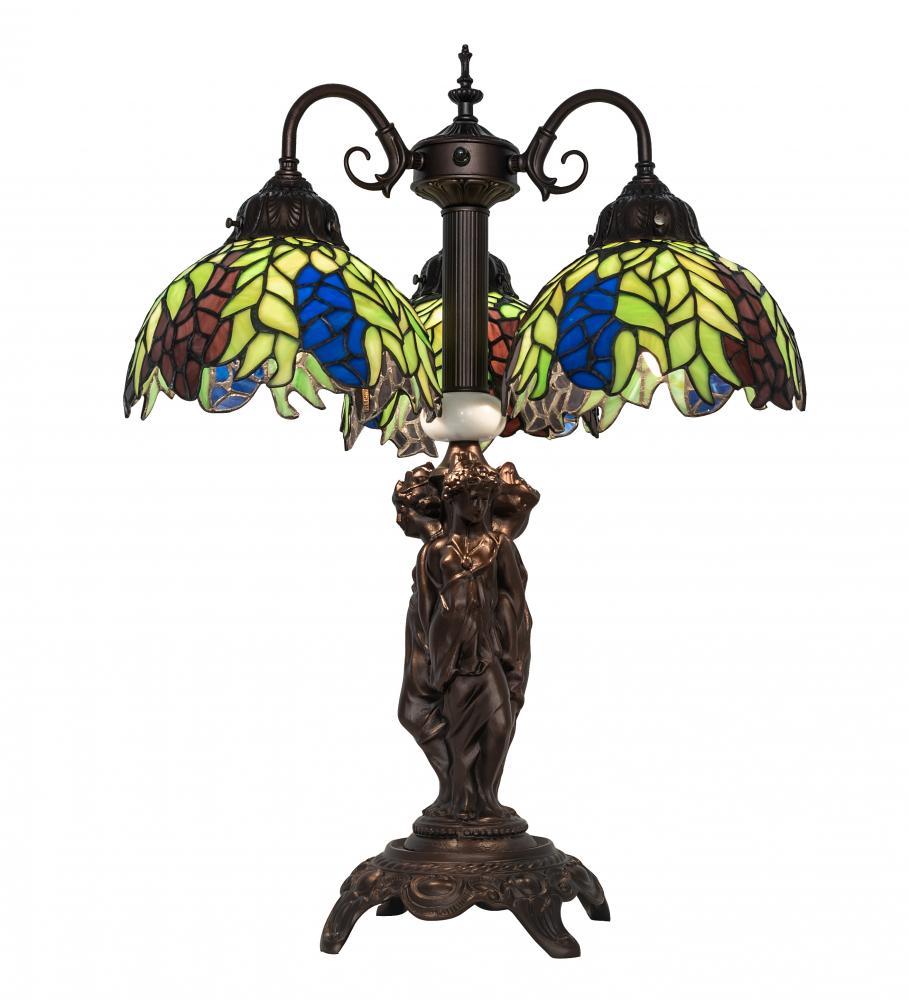 23" High Tiffany Honey Locust 3 Light Table Lamp