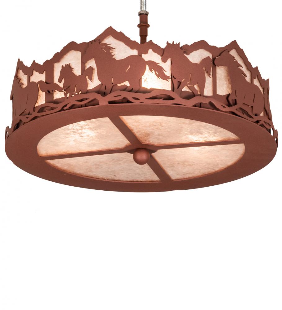 16" Wide Running Horses Fan Light Fixture