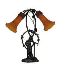 Meyda Blue 11822 - 17" High Amber Tiffany Pond Lily 2 Light Trellis Girl Accent Lamp