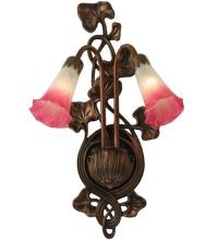 Meyda Blue 17616 - 11"W Pink/White Pond Lily 2 LT Wall Sconce