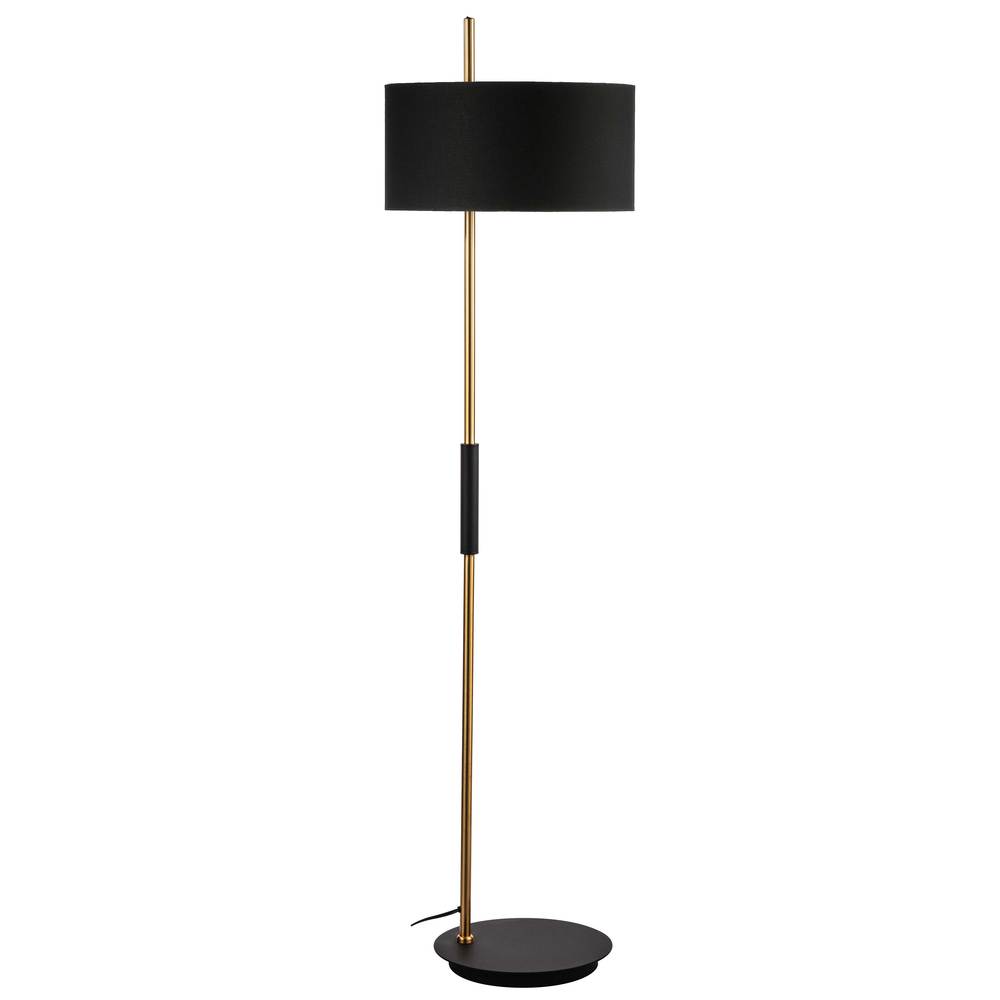 1LT Incandescent Floor Lamp, MB & AGB w/ BK Shade