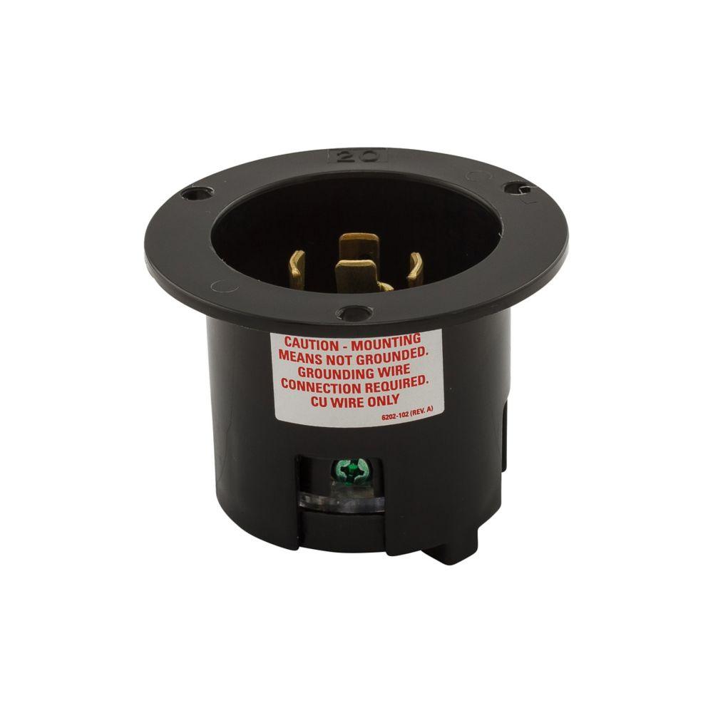 Flanged Inlet 20A 125/250V 3P4W H/L BK