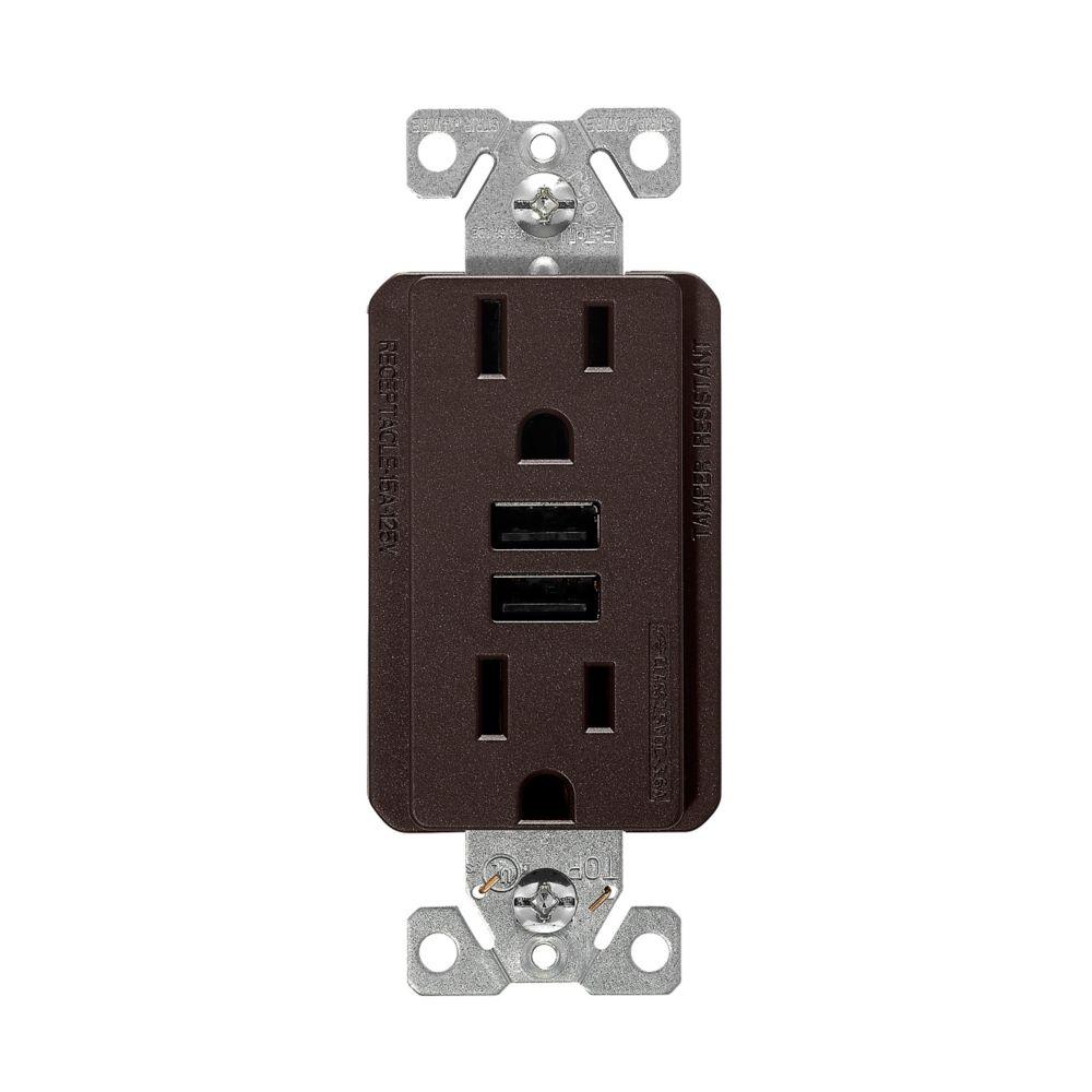 ETN 15A DUAL 3.6A USB TR RECEPTACLE RB