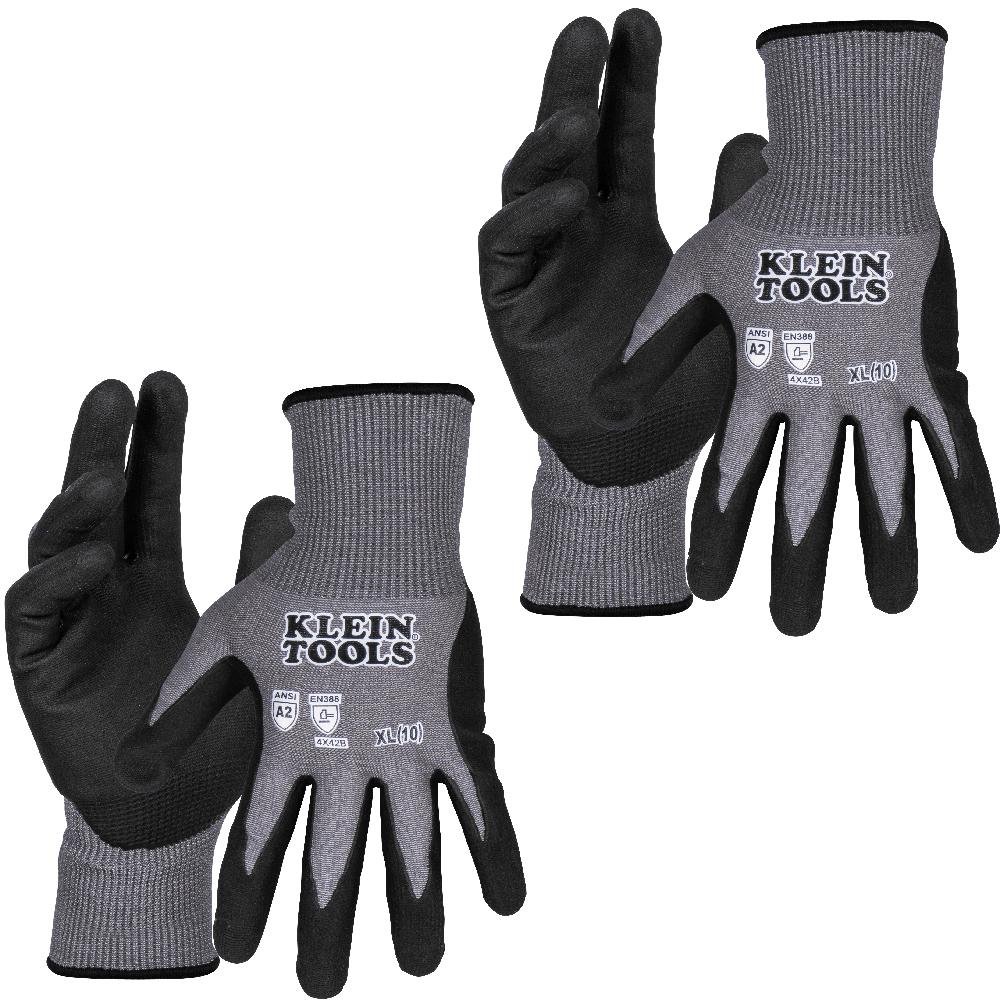 A2Cut Knit Dipped Gloves, XL, 2-Pr