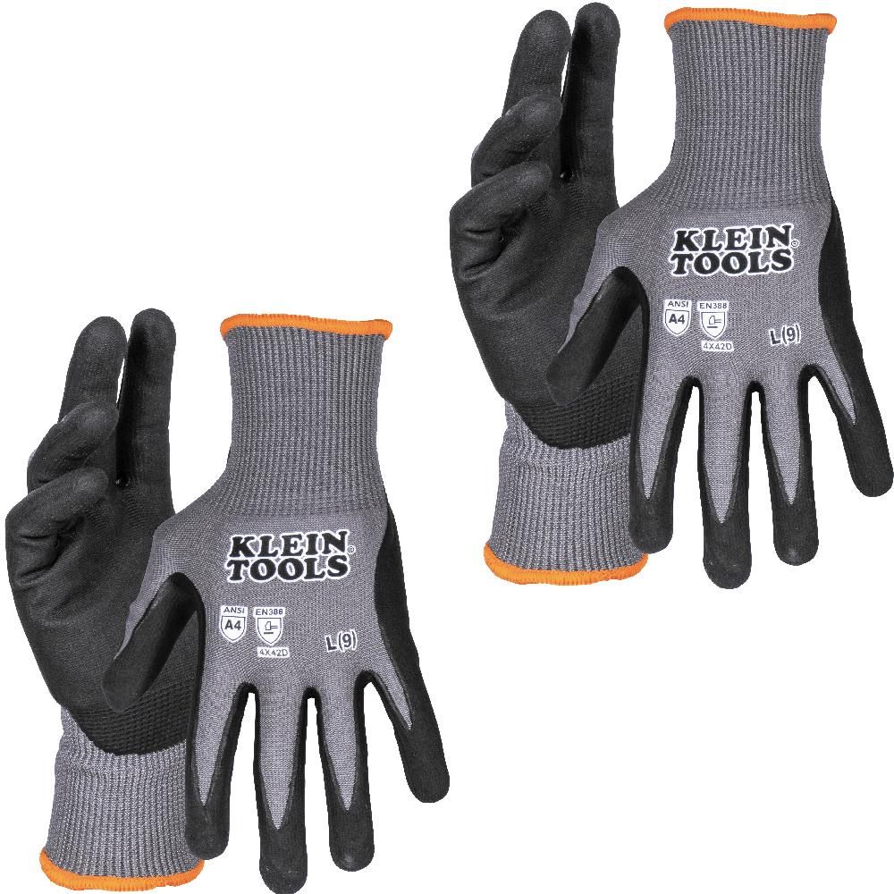 A4 Cut Knit Dipped Gloves, L, 2-Pr