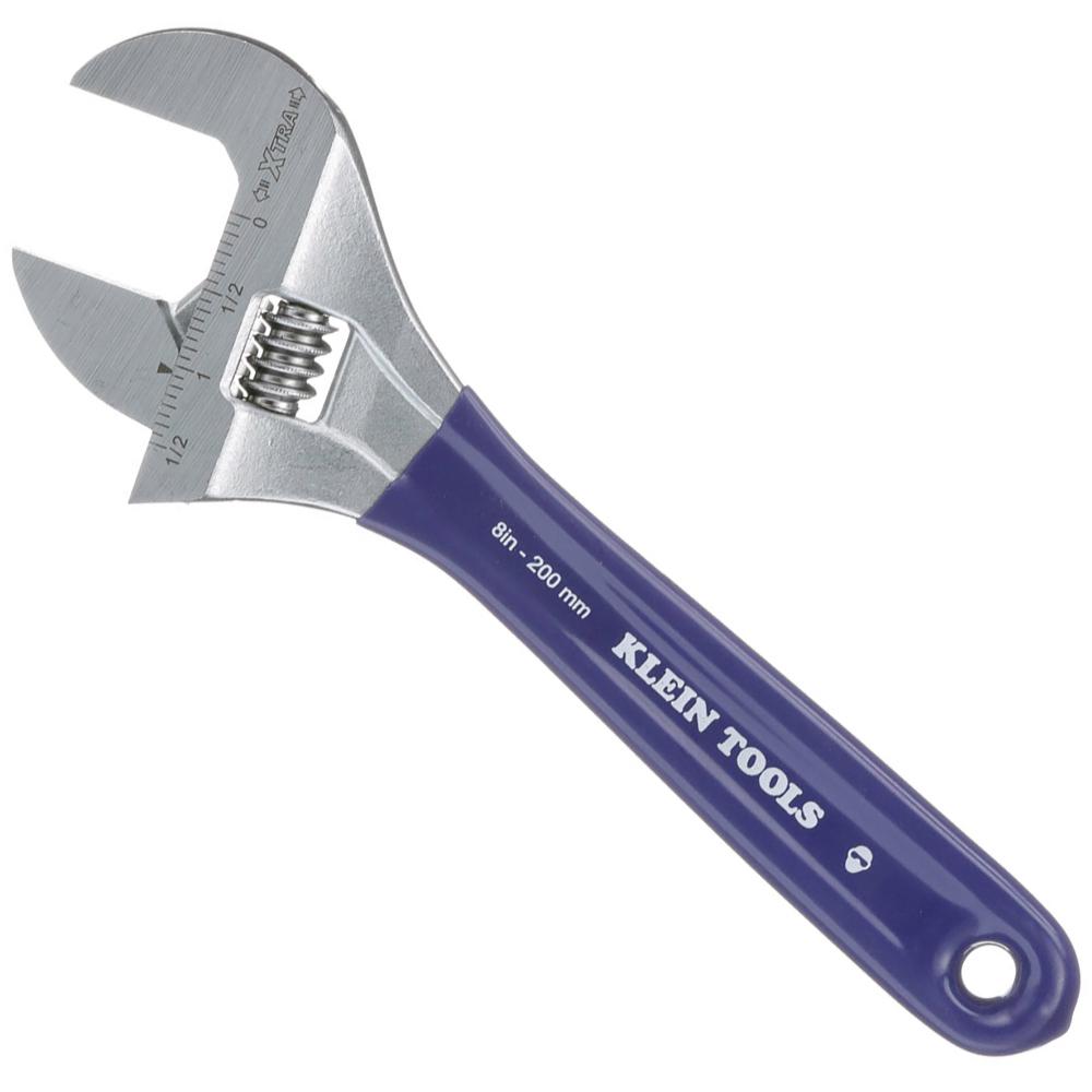 Adj. Wrench, Extra-Wide Jaw, 8"