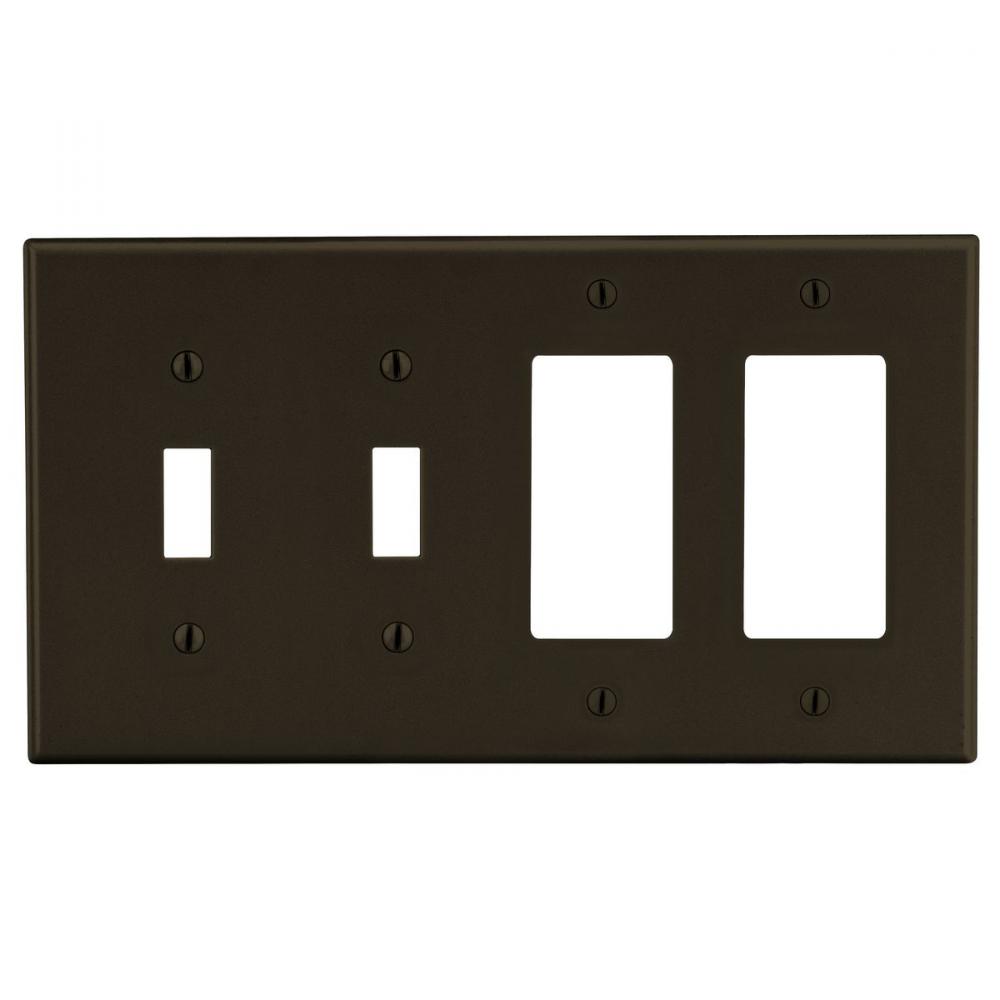 WALLPLATE, 4-G, 2) TOG 2) DEC, BR