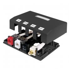 Hubbell Premise Wiring HSB4BK - HOUSING, SURFACE MOUNT,4 PORT,CL,BK