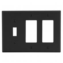 Hubbell Premise Wiring P1262BK - WALLPLATE, 3-G, 1) TOG 2) DECOR BK