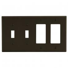 Hubbell Premise Wiring P2262 - WALLPLATE, 4-G, 2) TOG 2) DEC, BR