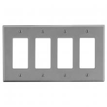 Hubbell Premise Wiring P264GY - WALLPLATE, 4-G, 4) DEC, GY