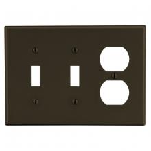 Hubbell Premise Wiring P28 - WALLPLATE, 3-G, 2) TOG 1) DUP, BR