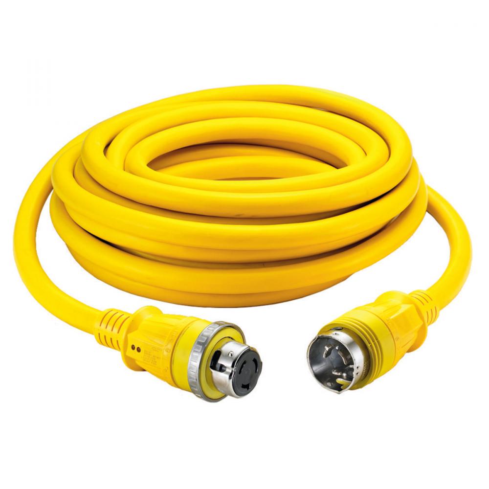 MARINE CORD, 50A/125/250V,25',YL, W/LEDS