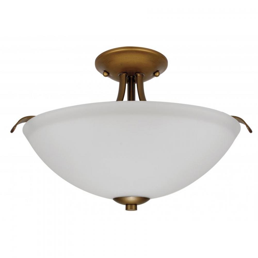 DILLARD 2 LT SEMI FLUSH WH GLASS NB