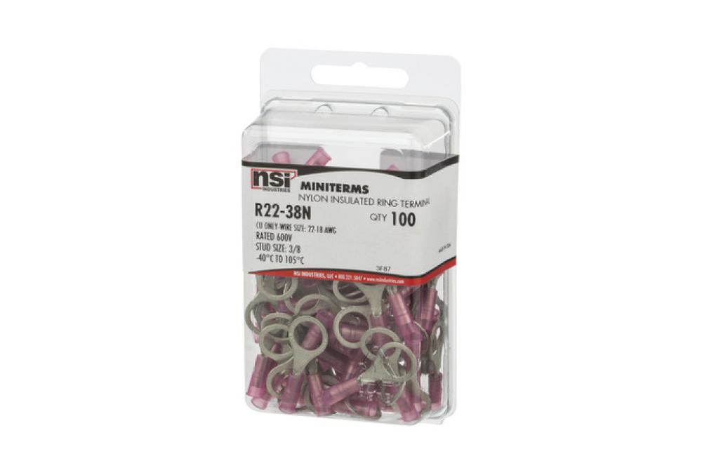 22-18 Nylon Ring #6 Stud, 100 Per Pack