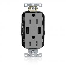 Leviton M56AA-GY - 15A LEV-LOK USB TR OUTLET TYPE A-A