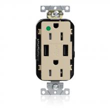 Leviton M56AA-HGI - 15A LEV-LOK USB TR HG OUTLET TYPE A-A