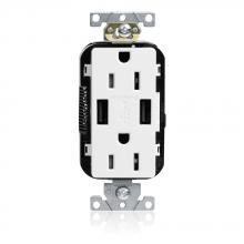 Leviton M56AA-W - 15A LEV-LOK USB TR OUTLET TYPE A-A