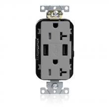 Leviton M58AA-GY - 20A LEV-LOK USB TR OUTLET TYPE A-A