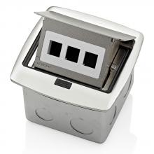 Leviton PFQP3-BN - Pop-Up Floor Box w/ QuickPort 3-Port BN