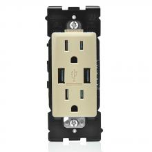 Leviton RUAA1-CA - COMB DPLX RCPTCL 15A TYP A-A Café