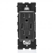 Leviton RUAA1-OB - COMB DPLX RCPTCL 15A TYP A-A Onyx Black