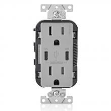 Leviton T5635-G - GY 15A TR RECPT USB TYPE CC CHRG