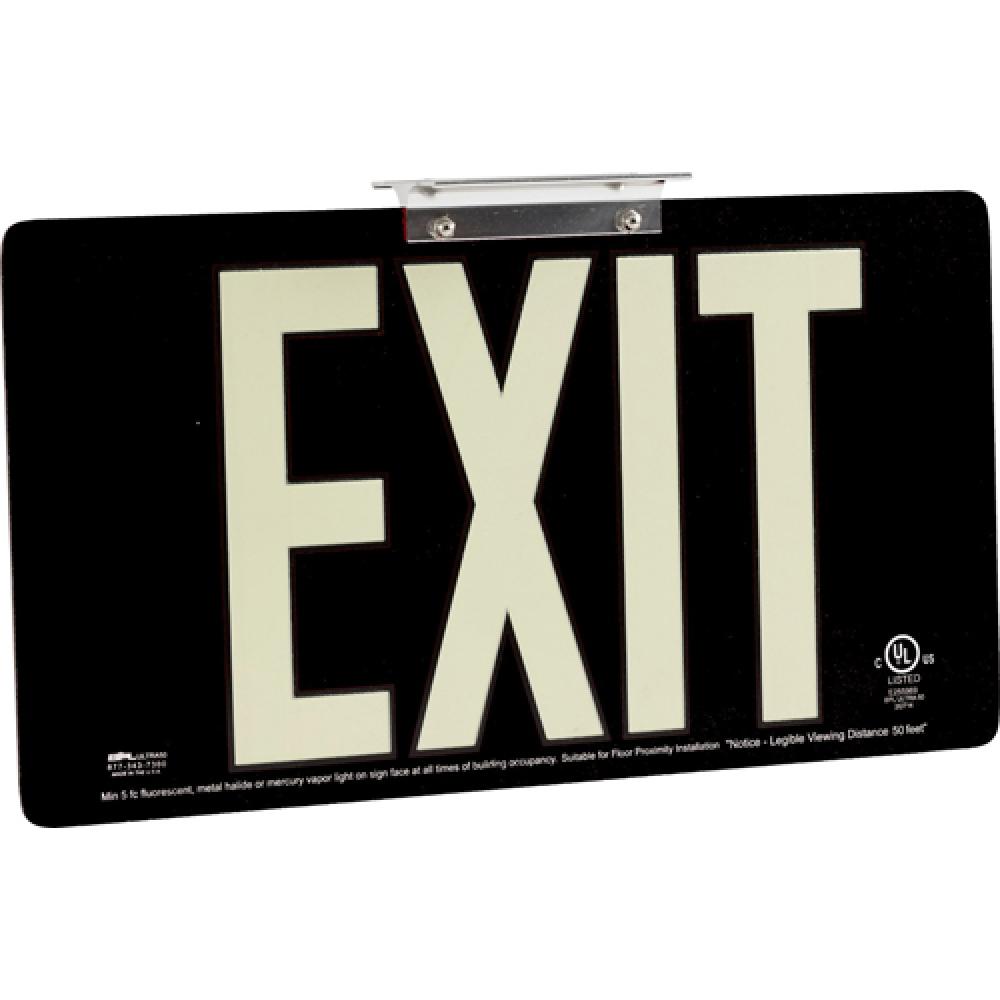 BRADYGLO EXIT UL SIGN 50' DBL BRCKT BLK