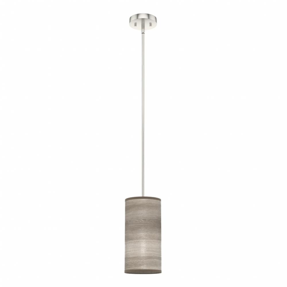 Hunter Solhaven Light Grey Oak and Brushed Nickel 1 Light Pendant Ceiling Light Fixture