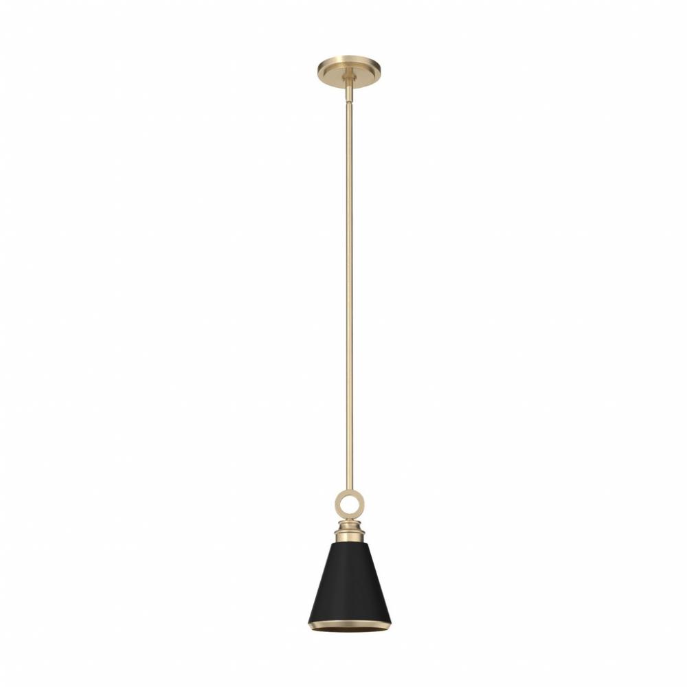 Hunter Klein Alturas Gold and Flat Matte Black 1 Light Pendant Ceiling Light Fixture