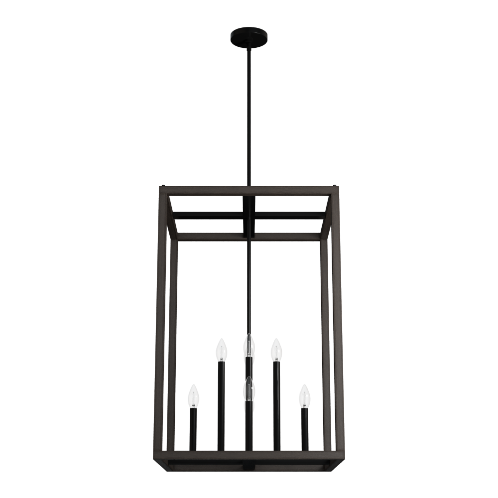 Hunter Squire Manor Matte Black and Dark Ash 8 Light Pendant Ceiling Light Fixture