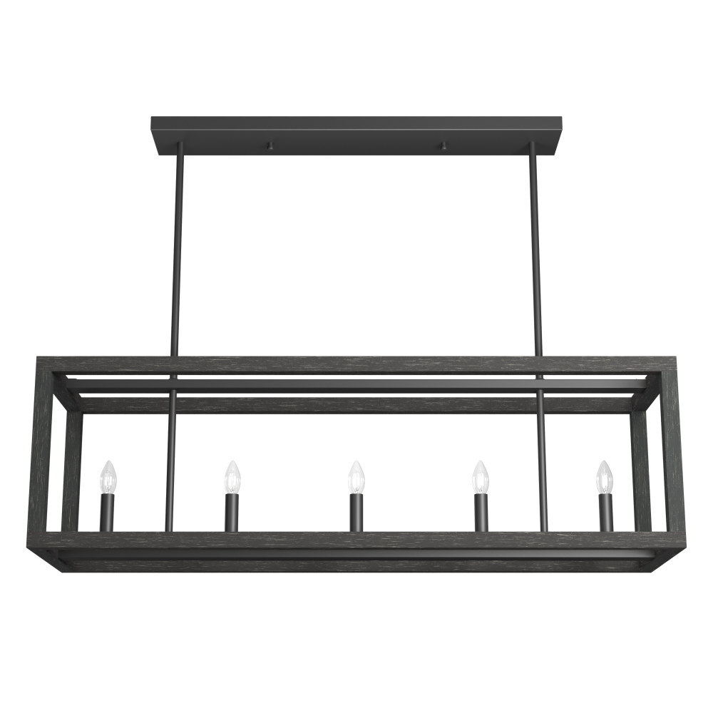 Hunter Squire Manor Matte Black and Dark Ash 5 Light Chandelier Ceiling Light Fixture