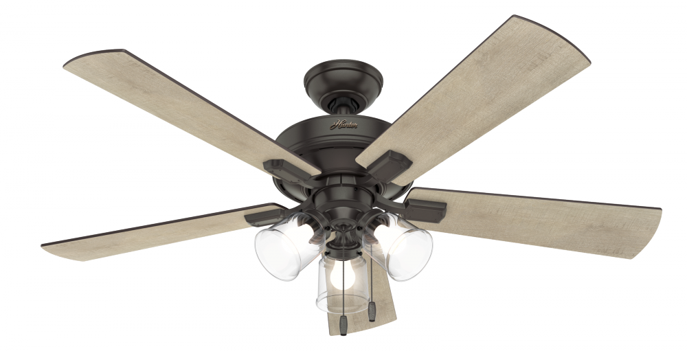 Hunter 52 inch Crestfield Noble Bronze Ceiling Fan with LED Light Kit and Pull Chain