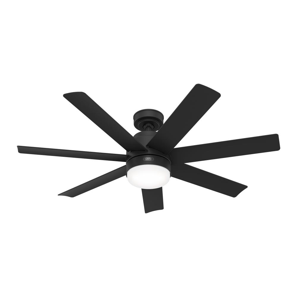 Hunter 52 in Brazos ENERGY STAR® Matte Black Damp Rated Ceiling Fan w/ LED LT Kit & Handheld Remote