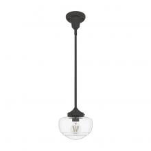 Hunter 19046 - Hunter Saddle Creek Noble Bronze with Seeded Glass 1 Light Pendant Ceiling Light Fixture