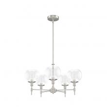 Hunter 19742 - Hunter Xidane Brushed Nickel with Clear Glass 5 Light Chandelier Ceiling Light Fixture