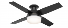 Hunter 50400 - Hunter 44 in Dempsey Matte Black Low Profile Damp Rated Ceiling Fan w/ LED LT Kit & Handheld Remote