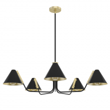 Hunter 19195 - Hunter Grove Isle Matte Black and Modern Brass 5 Light Chandelier Ceiling Light Fixture