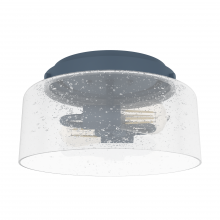 Hunter 19163 - Hunter Hartland Indigo Blue with Seeded Glass 2 Light Flush Mount Ceiling Light Fixture