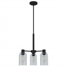 Hunter 19707 - Hunter Lochemeade Natural Black Iron with Smoked Glass 3 Light Chandelier Ceiling Light Fixture