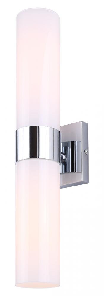 MAXINE 4.5 in. 2 Light Chrome Wall Light with Opal Glass Shade