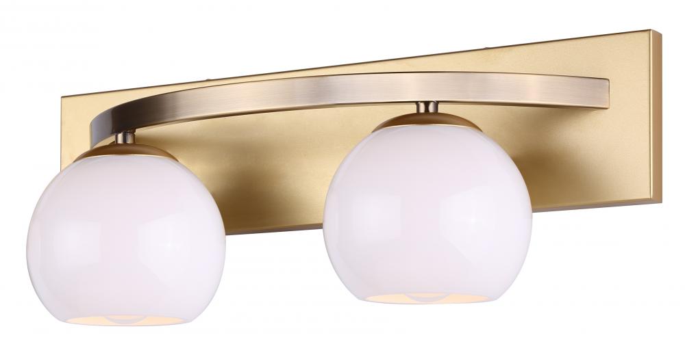 MONROE 6.5 in. 2 Light Gold Vanity with Opal Glass Shade