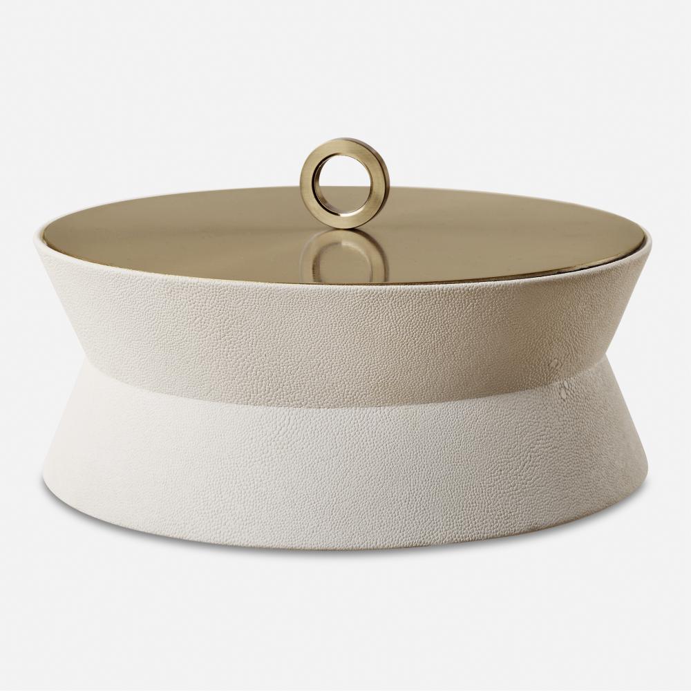 Uttermost Luxe White Shagreen Round Box