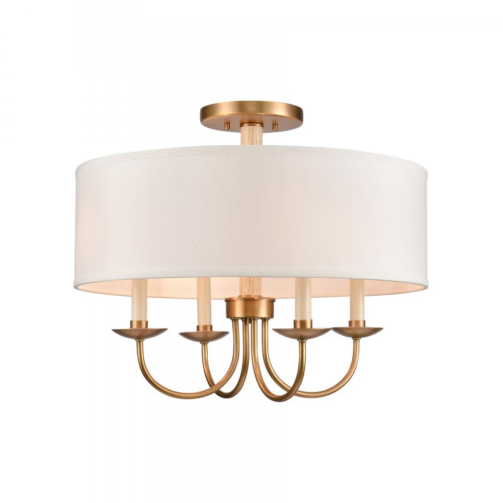 Neville 20'' Wide 4-Light Semi Flush Mount - Natural Brass