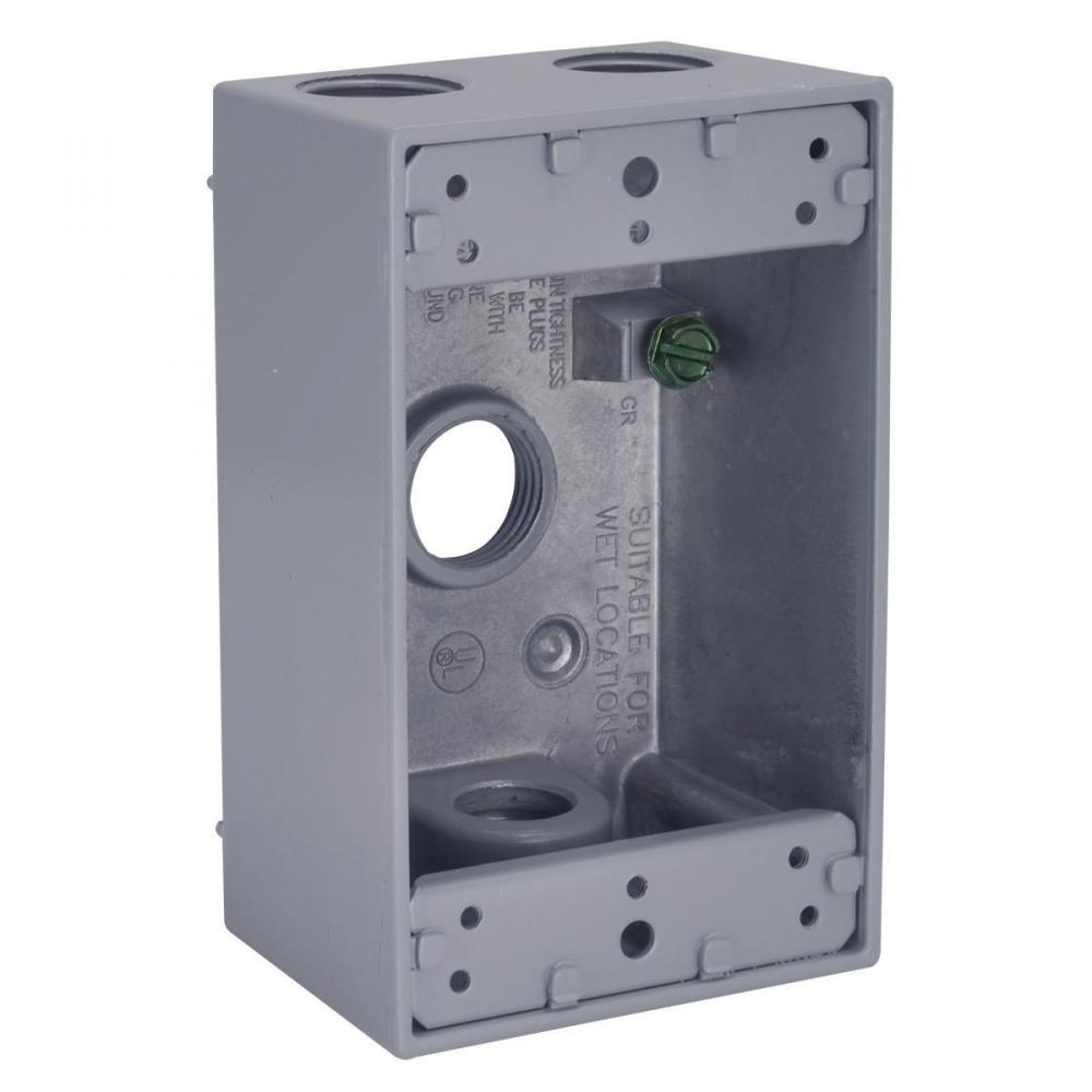 1G WP BOX (4) 1/2 IN. OUTLETS - GRAY